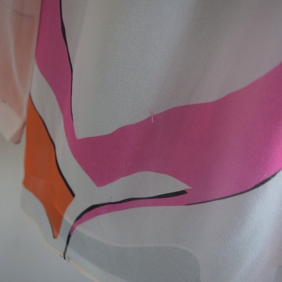 DVF 100% Silk Patterned Peasant Blouse - Picture 6 of 15